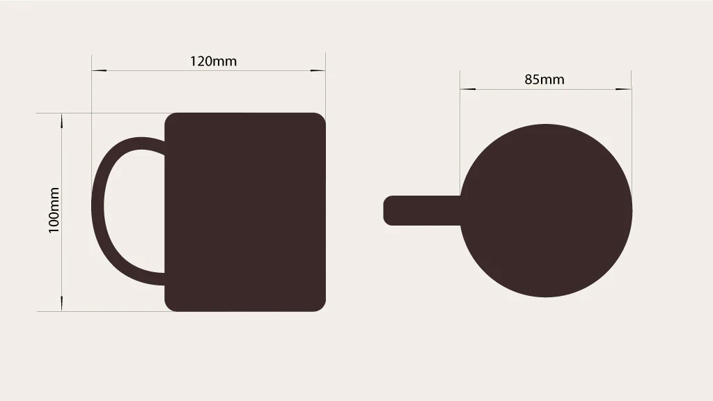 Kích thước ly Mug phân hủy sinh học