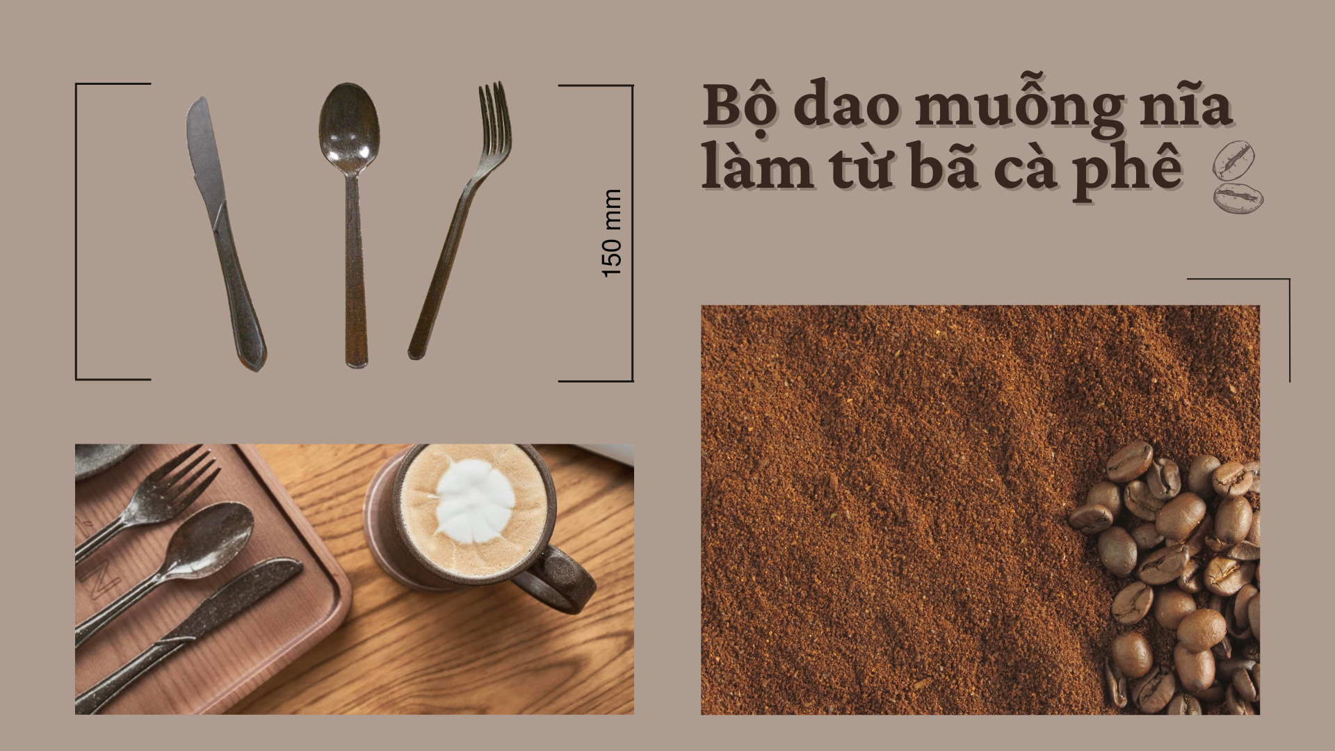 Bộ dao muỗng nĩa làm từ bã cà phê của AirX Coffee